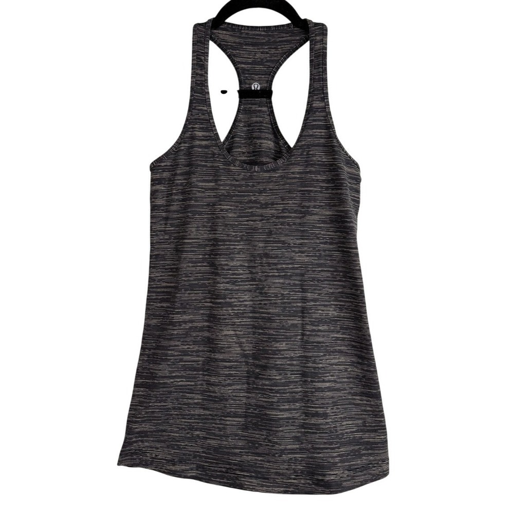 Lululemon Blue Gray White Striped Sleeveless Cross Back Workout Top Small